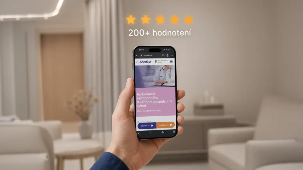 Branding ambulancie AMedika aplikovaný v priestoroch čakárne